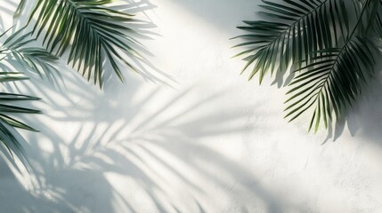 Palm Leaf Shadows on a White Wall