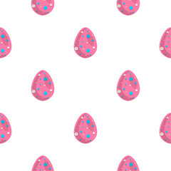 Illustration on theme seamless celebration holiday Easter with hunt colorful bright eggs