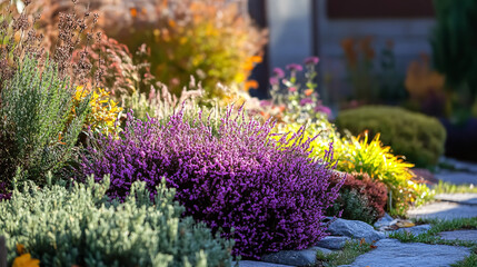 Obraz premium Autumn Planting Heathers in the Garden.