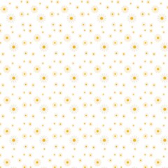 Seamless white daisy pattern featuring delicate blooms with bright yellow centers, set against a soft, neutral background. Ideal for textiles, stationery, or spring-themed designs, evoking a fresh, na