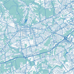 Map of Newark in Delaware in a professional blue style. Contains layered vector with roads water, parks, etc.