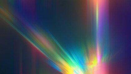 Film leak overlay with neon colored stripes and shimmering effects. Rainbow lens flare on glass or film filter with bokeh and laser beams.