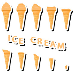 Big colorful set different forms natural dessert ice cream of consisting various ingredients