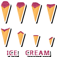 Big colorful set different forms natural dessert ice cream of consisting various ingredients