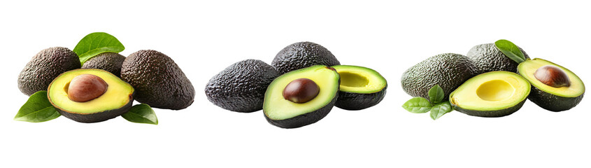 PNG, avocado on white background, created using Generative AI technology.