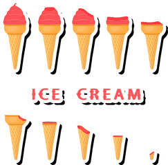 Big colorful set different forms natural dessert ice cream of consisting various ingredients