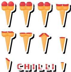 Big colorful set different forms natural dessert ice cream of consisting various ingredients