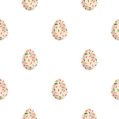Illustration on theme seamless celebration holiday Easter with hunt colorful bright eggs