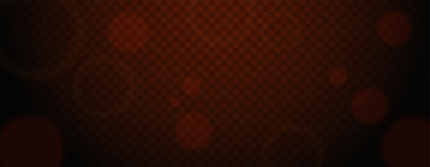 Abstract red bokeh light effect with glowing particles on transparent background. Blurred circles in dark atmosphere