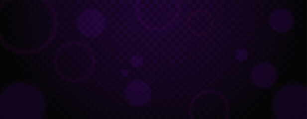 Abstract purple bokeh light effect with glowing particles on transparent background. Blurred circles in dark atmosphere