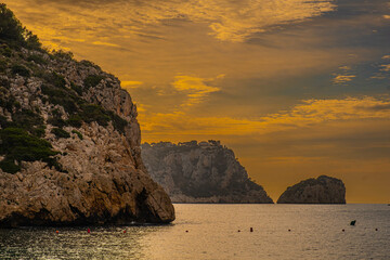 The Granadella cove with crystal-clear waters in Javea, Alicante, in the Spanish Mediterranean