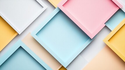 Fototapeta premium Abstract Geometric Composition with Pastel Colored Frames