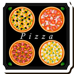 Illustration on theme big hot tasty pizza to pizzeria menu