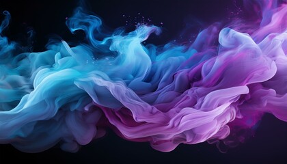 Obraz premium Blue and purple smoke blending on transparent background.