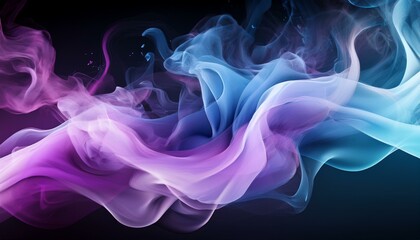 Obraz premium Blue and purple smoke blending on transparent background.