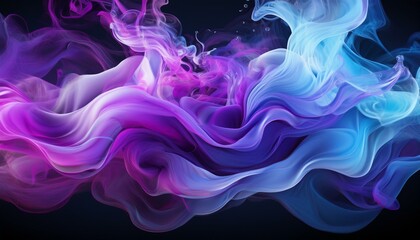 Obraz premium Blue and purple smoke blending on transparent background.
