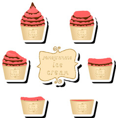 Big colorful set different forms natural dessert ice cream of consisting various ingredients