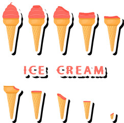 Big colorful set different forms natural dessert ice cream of consisting various ingredients