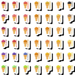 Big colorful set different tastes natural dessert ice cream of consisting various ingredients