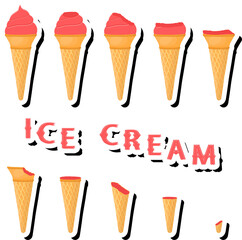 Big colorful set different forms natural dessert ice cream of consisting various ingredients