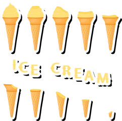 Big colorful set different forms natural dessert ice cream of consisting various ingredients