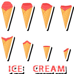 Big colorful set different forms natural dessert ice cream of consisting various ingredients