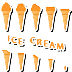 Big colorful set different forms natural dessert ice cream of consisting various ingredients