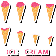 Big colorful set different forms natural dessert ice cream of consisting various ingredients