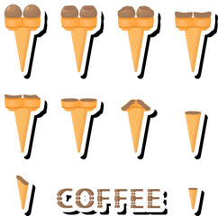 Big colorful set different forms natural dessert ice cream of consisting various ingredients