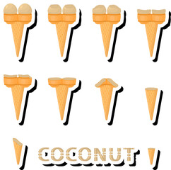 Big colorful set different forms natural dessert ice cream of consisting various ingredients