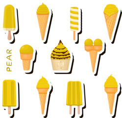 Big colorful set different types natural dessert ice cream of consisting various ingredients