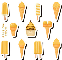 Big colorful set different types natural dessert ice cream of consisting various ingredients