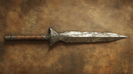Detailed Spear Design Showcasing a Sharp Blade and Intricate Handle, Ideal for Themes of Adventure, Combat, or Historical Weaponry