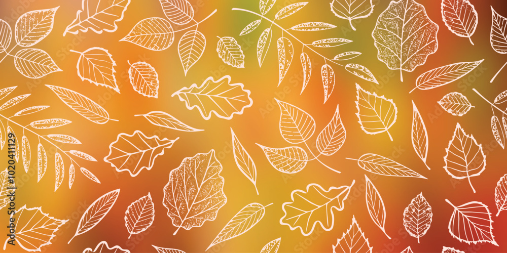 Wall mural Autumn background of leaves, vector design	