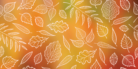 Autumn background of leaves, vector design	