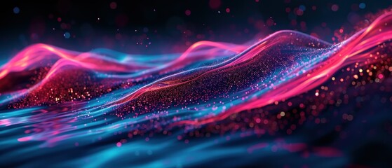 Fototapeta premium A stunning blue and purple wave adorned with sparkles on a dark background