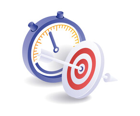 Stopwatch with target symbol flat illustration