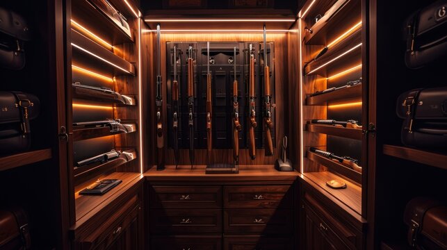 Wardrobe for weapons. safe storage of guns