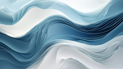 Obraz premium Abstract Blue Ocean Wave Layers in 3D Flowing Design