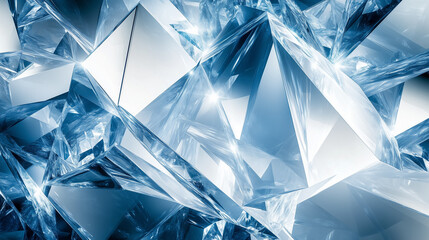 Obraz premium Abstract Blue and Clear Crystal Structures Reflecting Light Geometric Shards