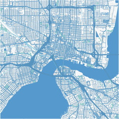 Map of Jacksonville Center in Florida in a professional blue style. Contains layered vector with roads water, parks, etc.