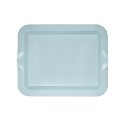 Stack of plastic trays for food isolated on white background. Plastic tray