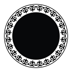Round frame of Kazakh national ornament, decorative design templates, isolated on white background, vector design