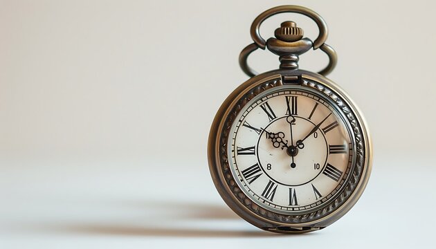A vintage pocket watch with Roman numerals, featuring a classic design and intricate detailing, symbolizing timeless elegance.