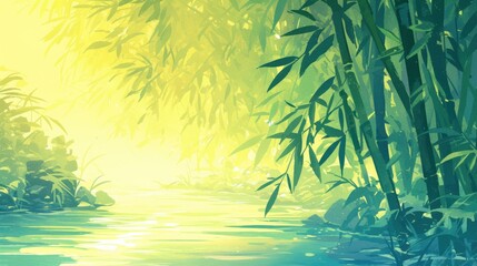 Whimsical Bamboo Shoots in Soft Light Illustration