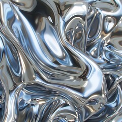 A dynamic, abstract metallic surface flows with smooth curves and glimmers of light, This image can...