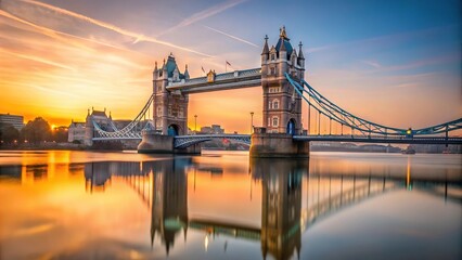 Fototapeta premium Famous Tower Bridge of London during sunrise with minimalist style