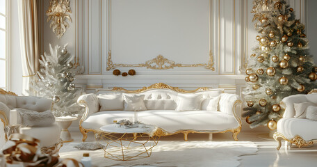 Elegant Christmas Living Room Decor with White Sofa