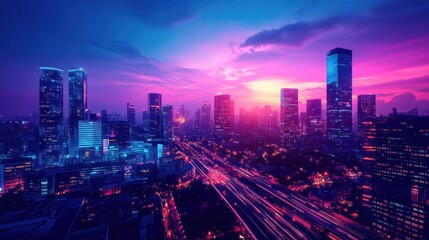 Fototapeta premium The Urban Skyline at Sunset