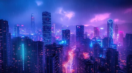 Obraz premium The Neon Cityscape at Night